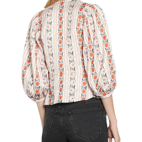 ❤️HOLIDAY SPECIAL❤️  Sandro Floral Embroidered Puff Sleeve Top Blouse - Picture 2 of 5